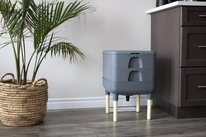 FCMP Outdoor - The Essential Living Composter, 2-Tray Worm Vermicomposter Bin (HF-LC4000v2-GRY) Grey
