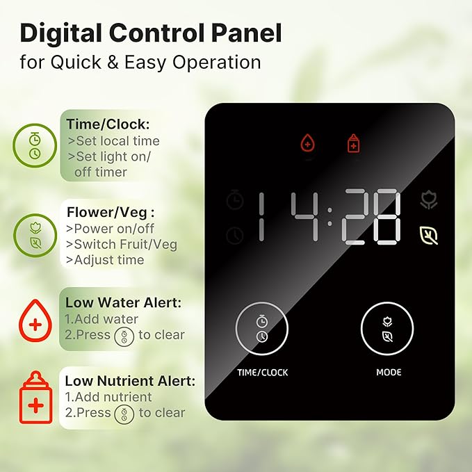 SUNCOZE Hydroponics Growing System Kit 20 Pods, Indoor Herb Garden with Grow Light 30W, 10L Large Water Tank with Adjustable Height to 25", Built-in Pump, Gardening Gifts, Black and Brown