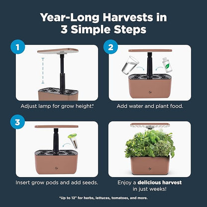AeroGarden Harvest Lite, Indoor Garden Hydroponic System with LED Grow Light, Holds up to 6 AeroGarden Pods, Mocha