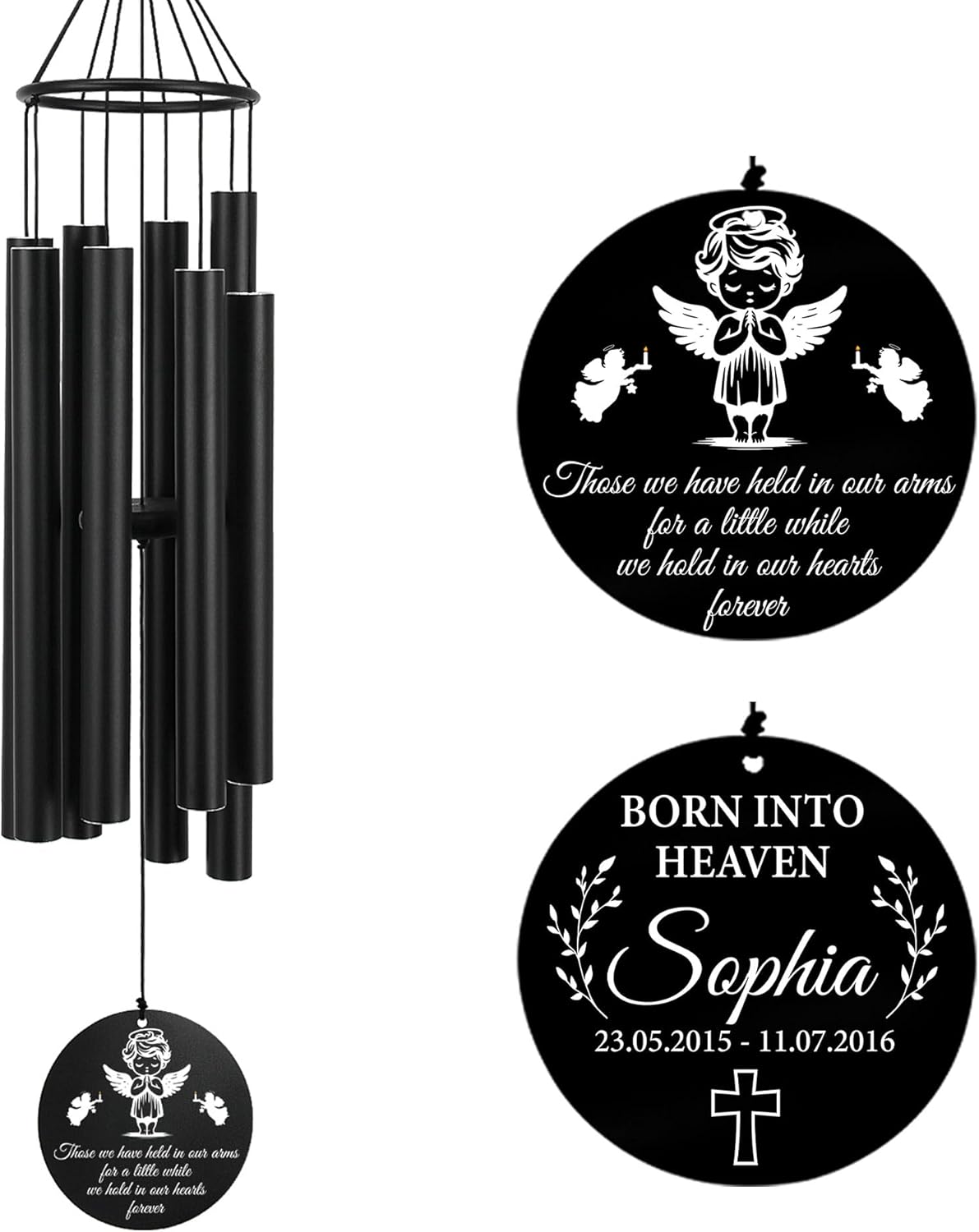 Personalized 36" Memorial Wind Chimes for Outside, Sympathy and Bereavement Gift for Loss of Loved One, A Thoughtful Remembrance of Mother, Father or Husband for Garden and Patio