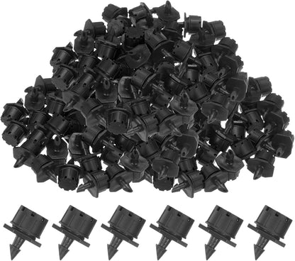 200-Pack 360 Degree Adjustable Irrigation Dripper, 1/4 Inch Barbed Emitter Drip Sprinklers for Garden/Greenhouse/Flower Bed/Watering System, Anti-Clogging Emitters [Black]