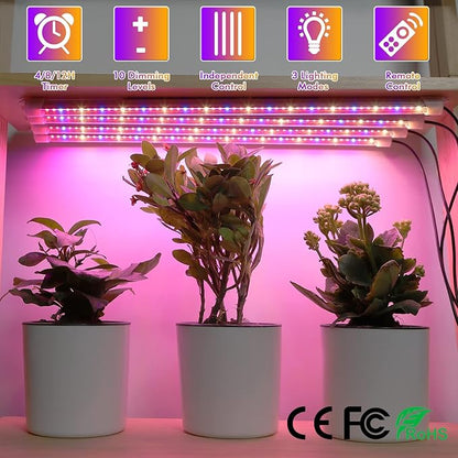 Plant Grow Lights Strip for Indoor Plants Full Spectrum,216 LEDs Plant Lights Bar for Indoor Growing with Timer, Indoor Plant Grow Lamp for House Plants with 3 Lighting Mode/10 Dimmable