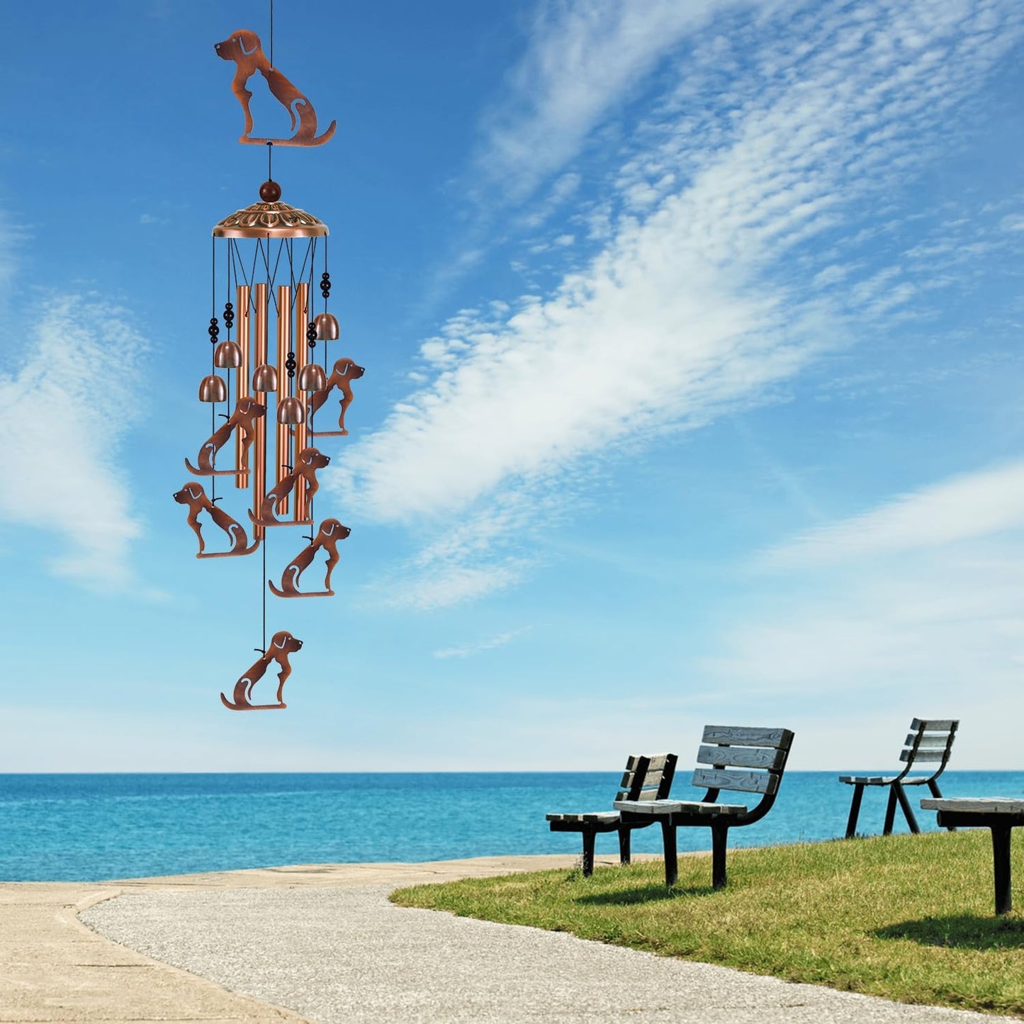 Outside Dogs Wind Chimes for Home, Patio, Porch, Lawn, Indoor, Garden Dog Decoration, Mobile Memorial Wind Chimes, Wind Bells Outdoor Decor, Music Wind Catcher, Festival Gifts for Mom/Grandma/Woman