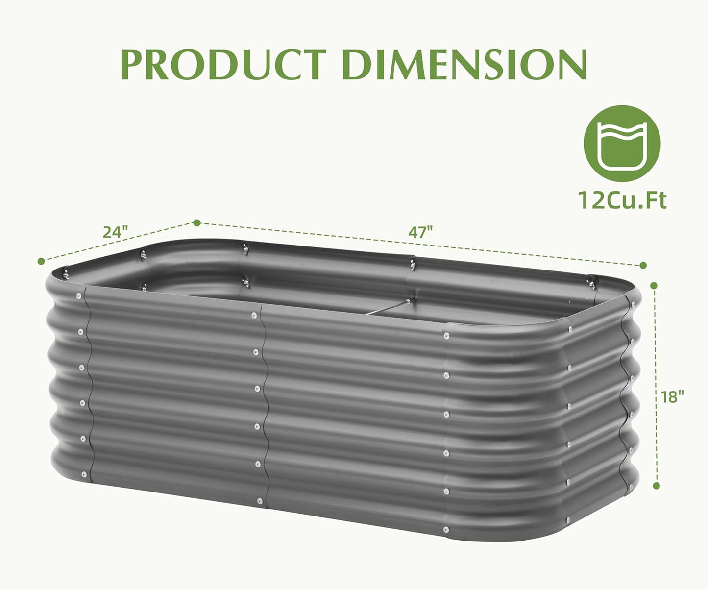 DDK Galvanized Raised Garden Bed, Outdoor Planter Bed, 4x2x1.5ft Metal Planter Box for Gardening and Planting,GD