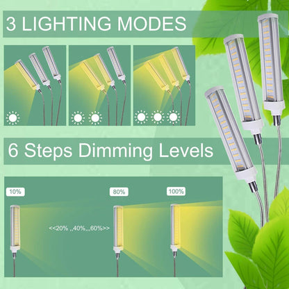 Plant Grow Light，Grow Light for Indoor Plants with 20-60'' Height Adjustable- Full Spectrum Timer, 3 Switch Modes, Adjustable Tripod Stand & Gooseneck for Larger Plants (Tri Heads)