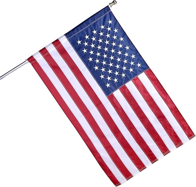 American Flag Pole Sleeve (No Grommets)-American Flags for Outside 3x5 FT, Embroidered Stars, Sewn Stripes, UV Protected, American Flag Banner