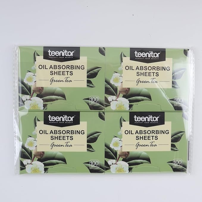 Teenitor Oil Blotting Sheets for Face, 400 Sheets Green Tea Oil Absorbing Sheets Blotting Paper for Oily Skin, Oil Absorbent Pads Face Oil Wipes Oil Sheets for Women, Oil Control Film Large 10cmx7cm