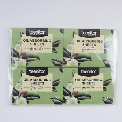 Teenitor Oil Blotting Sheets for Face, 400 Sheets Green Tea Oil Absorbing Sheets Blotting Paper for Oily Skin, Oil Absorbent Pads Face Oil Wipes Oil Sheets for Women, Oil Control Film Large 10cmx7cm