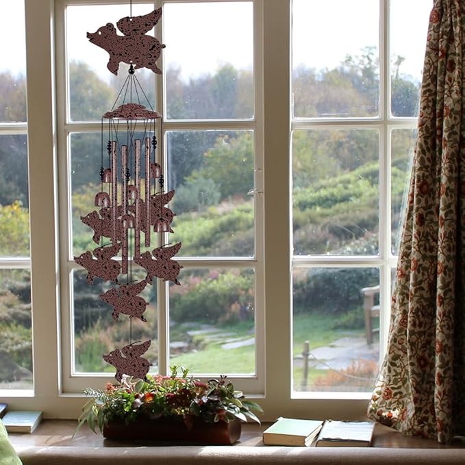 Flying Pigs Wind Chimes Outdoor/Indoor Decoration -Hand-Made Wind Chimes, Mobile Wind Catcher, Blessing Wind Chime, Pigs Ornaments, Pig Wind Bells Gifts for Mom,Home,Balcony,Tree,Festival,Garden Decor