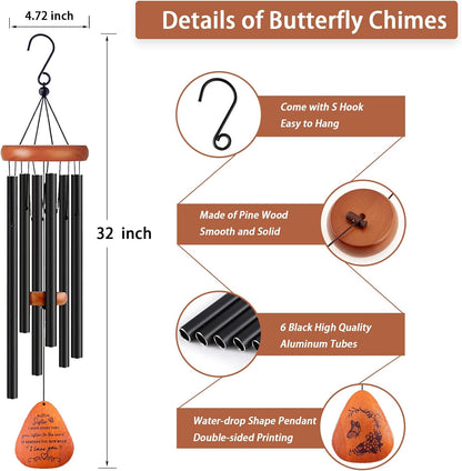 Sister Gifts, Sister Birthday Gift, 32" Sister Butterfly Wind Chimes, Sisters Gifts from Sister for Christmas Mothers Day