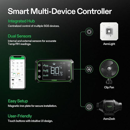 VIVOSUN AeroLight A100, Tunable Spectrum, LED Grow Light 100W with Integrated Circulation Fan & Growhub Controller E42A, Compatible with App & E25, 2 x 2 Ft. Coverage