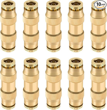 1/4" Quick Push to Connect Fittings Brass Union Straight Joint DOT Approved 1/4 inch tube OD Air Line Adapter Air Spring Suspension Kit for Car Truck Trailers and Air Brake System 10pcs