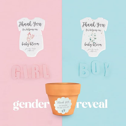 Set of 6 Seed Paper – 6 Green Onesie & 6 Orange Pots with Stickers for Baby Shower, Gender Reveal, Birthday, Mother's Day & Other Milestone Celebrations