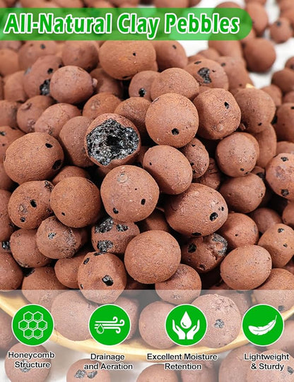 TOYPOPOR Leca Clay Pebbles for plants, Expanded Leca Balls, Lightweight Clay Ball, Potting Mix, Grow Media Used for Drainage, Decoration, Aquaponics, Hydroponics and Other Gardening Essentials 1 Quart