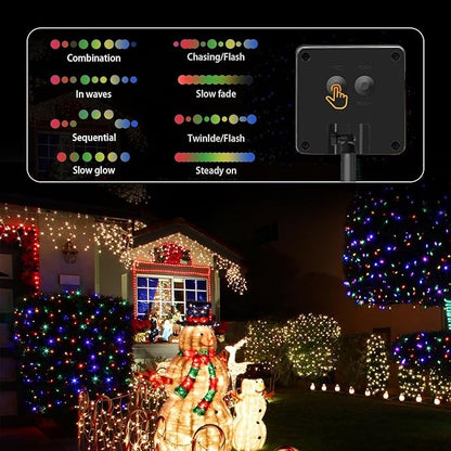 4-Pack Solar String Lights, 400 LED Extra-Long 156Ft Solar Christmas Lights Outdoor Waterproof, 8 Modes Multicolor Led Christmas Lights for Garden, Patio, Wedding, Christmas Decorations