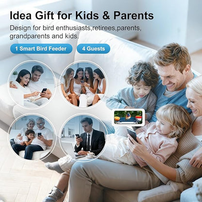 Smart Bird Feeder with Camera Solar Powered, 4K HD Video Bird House, AI Bird Species Identification, Live Stream & Night Vision, Auto-Capture & Notify, Weatherproof Design, Ideal Gifts for Lover