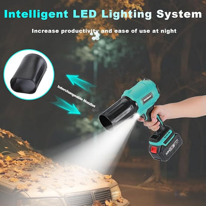 Small Cordless Leaf Blower,Leaf Blower Cordless,300000RPM Turbo Jet Blower with 1X24VX4.0Ah Battery and Charger for Patio Cleaning,Lawn Care,Car Cleaning and Dust Etc,2 Blowing Nozzles-Blue