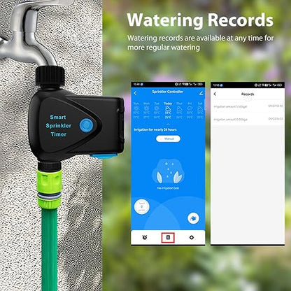 WiFi Water Timer with Flow Meter - No Hub Required, Flow-Sensing Smart Sprinkler Timer Compatible with Alexa & Google Home, Wireless Remote Garden Irrigation, Real-Time Water Usage Monitor