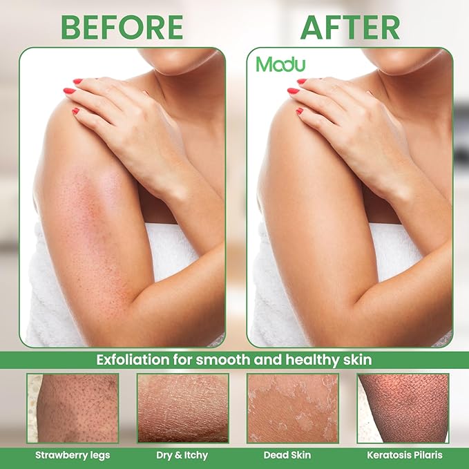 Modu Korean Exfoliating Mitts Large 4PCS (Green, Yellow, Sky Blue, Pink) – Exfoliating Gloves Body Scrubber Italy Towel Washcloth for Korean Spa at Home, Dead Skin Remover, 100% Vegan Viscose