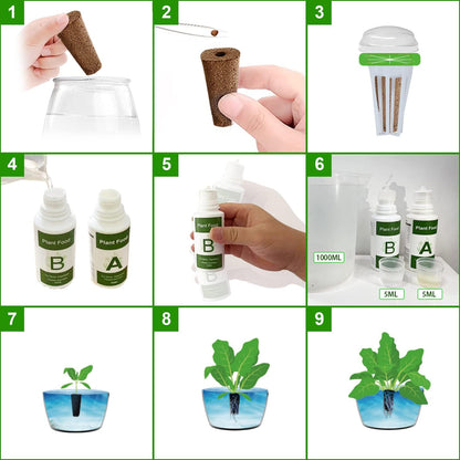 Seed Pods Kit for Hydroponics Growing System, Seed Starter Pods for Indoor Garden, Including 12pcs Grow Sponges, Grow Baskets, A&B Hydroponic Nutrients, Compatible with Idoo, QYO, LYKO, Square Shape