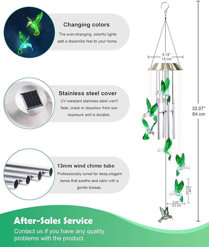 Nacome Wind Chimes for Outside: Tubes Memorial Wind Bell Birthday Gifts for Mom Mother Grandma Women Christmas,Yard Garden Decor Indoor/Outdoor(Hummingbird)