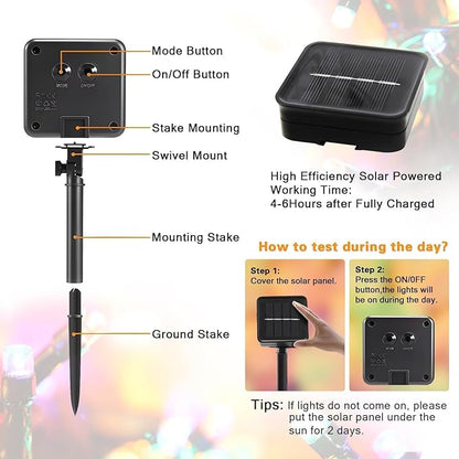 6-Pack Solar String Lights, 600 LED Extra-Long 236Ft Solar Christmas Lights Outdoor Waterproof, 8 Modes Multicolor Led Outdoor Light for Garden, Patio, Wedding, Christmas Decorations