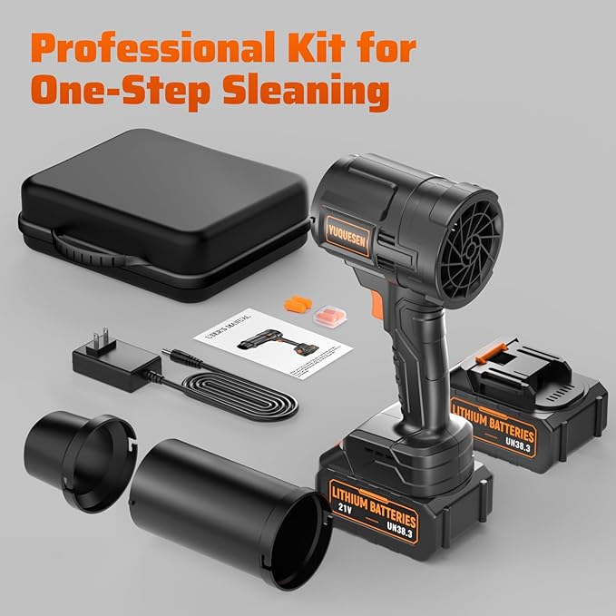 990,000 RPM Cordless Leaf Blower - 21V Electric Handheld Leaf Blower with 2×4.0Ah Batteries & Fast Charger - Lightweight for Patio, Lawn, Yard, Deck Cleaning