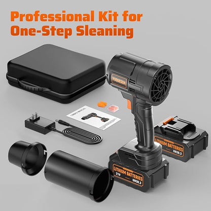 990,000 RPM Cordless Leaf Blower - 21V Electric Handheld Leaf Blower with 2×4.0Ah Batteries & Fast Charger - Lightweight for Patio, Lawn, Yard, Deck Cleaning