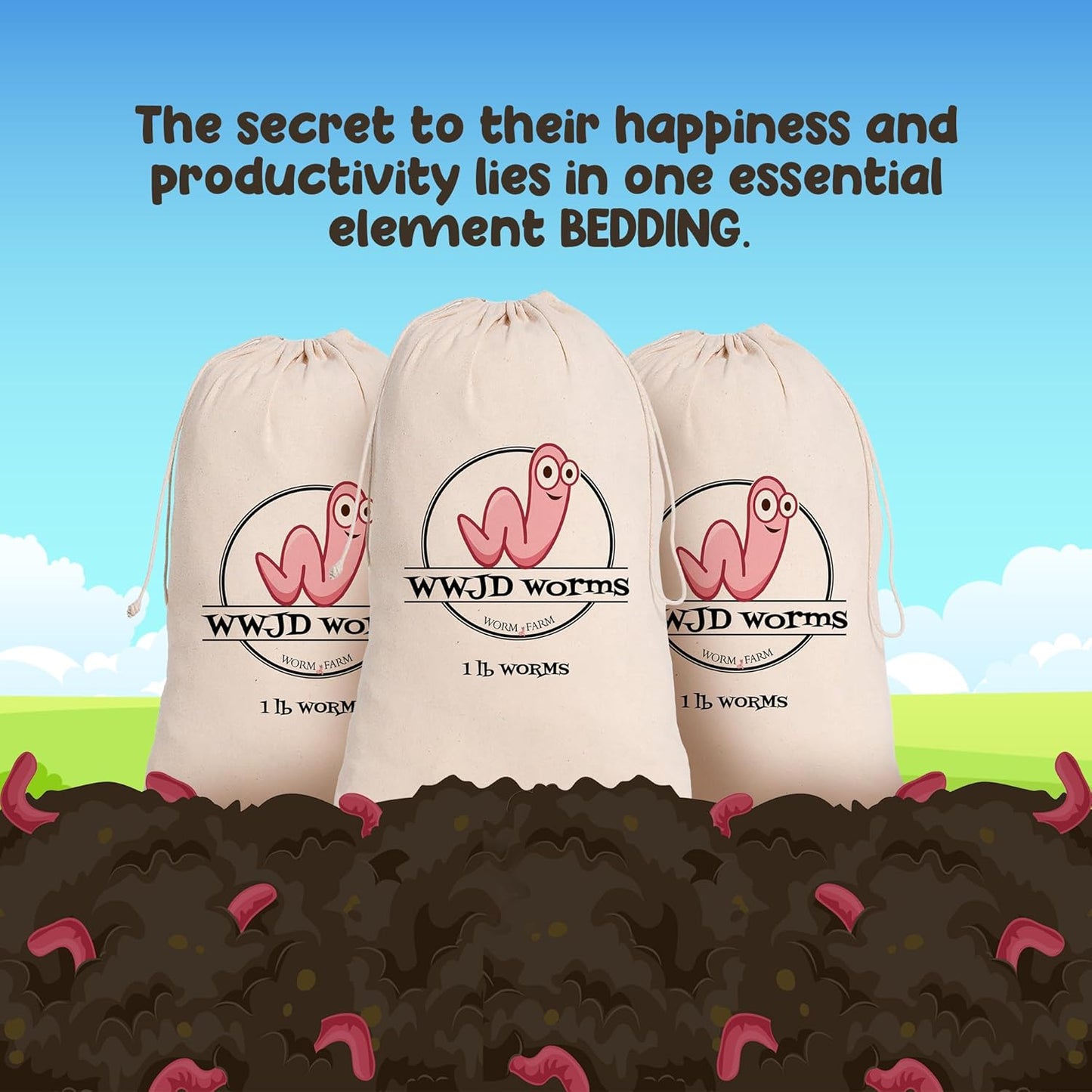 Red Wigglers Composting Worms - 1lb Red Worms for Composting Bin, for Plants or Gardening, Compost Worm for Soil Fertility & Worm Farm, Easy to Manage