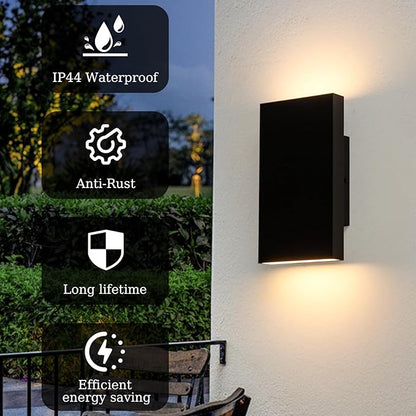 Modern Outdoor Wall Light Black Up and Down Lights Outdoor 10" LED Exterior Lighting Fixtures for House, Porch Outside Lights for Entryway Front Door Patio Garage (10W, 3000K/4500K/6000K)
