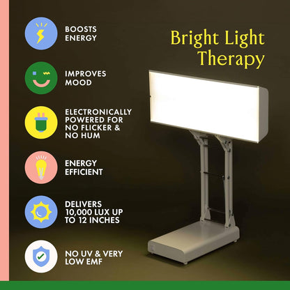 Northern Light Technologies NLT Adjustable Desk lamp - 10000 Lux Light Therapy Lamp - Full Spectrum Light Therapy Desk Light for Natural Mood and Energy Enhancement, Sunlight Desk Lamp, Beige