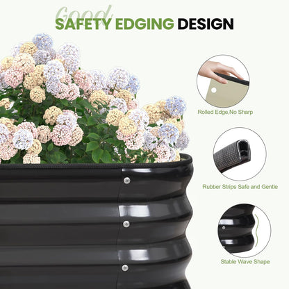 G GOOD GAIN 4-in-1 Adjustable Raised Garden Bed Kit | Galvanized Planter Boxes for Vegetables, Flowers | 12" Tall, Multiple Sizes (5x3x1ft, 4x4x1ft, 6x2x1ft, 7x1x1ft) | Outdoor Metal Raised Bed, Grey