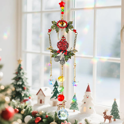 H&D HYALINE & DORA Cardinal on A Branch Suncatchers for Windows 17.5 Inch Crystal Sun Catcher with Metal Chain and Hooks Christmas Birthday Gift for Bird Lovers Women