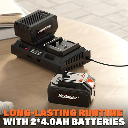 MAXLANDER Cordless Leaf Blower & Vacuum with Bag, 3-in-1 Brushless Battery Powered Leaf Vacuum Mulcher 40V 170MPH 360CFM 5 Speeds Leaf Blowers for Lawn Care 2x4.0Ah Battery & Charger Included