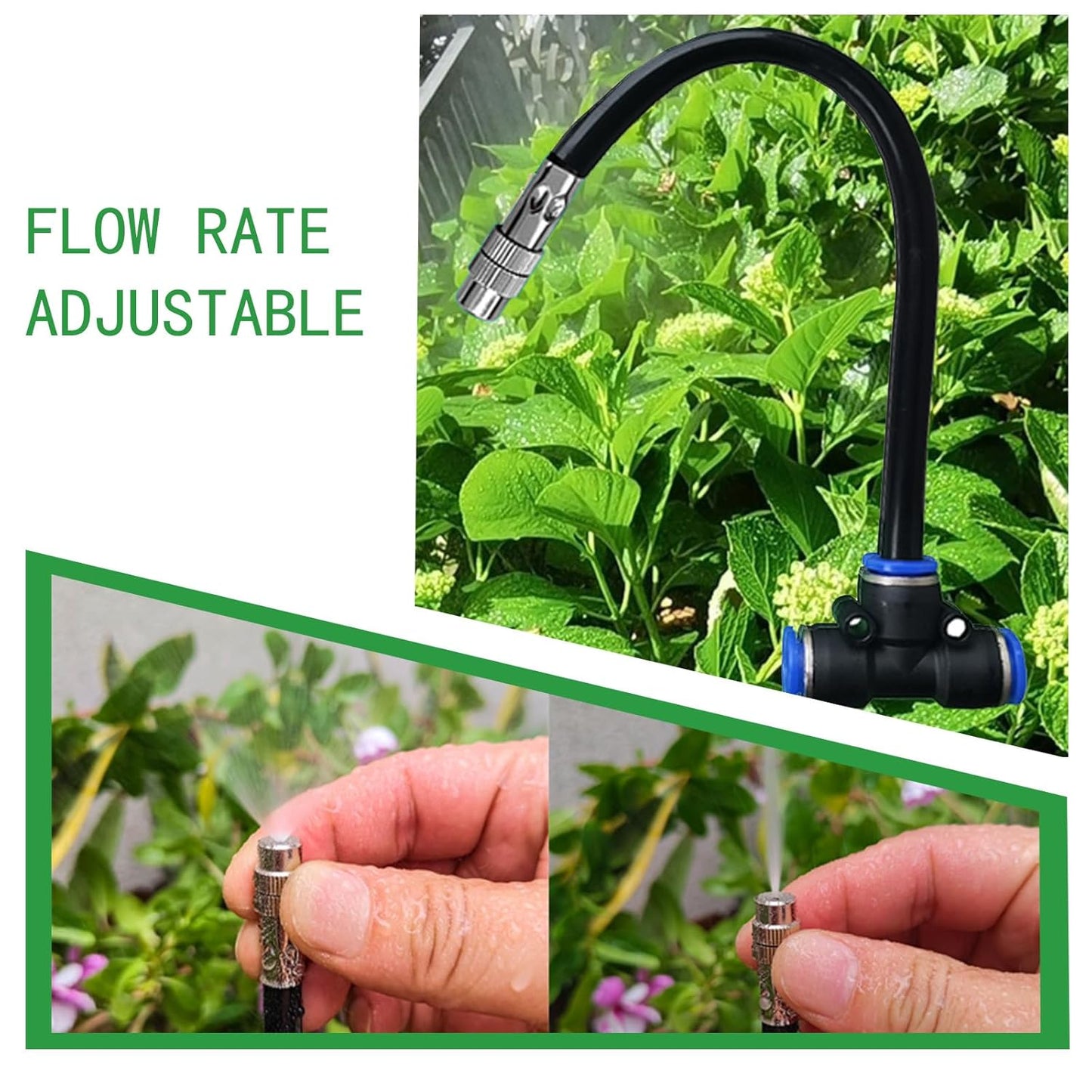 8mm Tee Sprinklers for Yard 10-Pack with Adjustable Micro Mist and Irrigation Cooling for Garden Irrigation, Machine Tool Cooling and More (8")