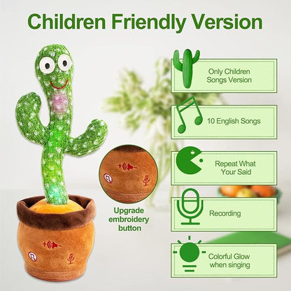 MIAODAM Dancing Cactus Baby Toy, Volume Adjustable Singing Cactus Talking Cactus Toy for Boys Girls Gifts Recording Repeating What You Say, Glowing Dancing Cactus Toy Baby Toys