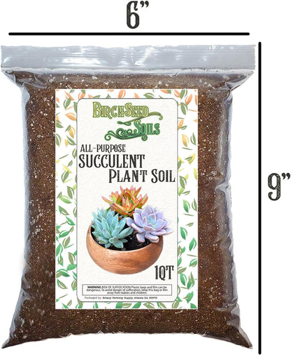 Succulent Soil Mix – 1 Quart All-Natural Fast-Draining Potting Soil for Succulents, Aloe, Cactus & Indoor Plants – Resealable Bag – Ready to Use Gritty Organic Blend for Potted Plants & Small Planters