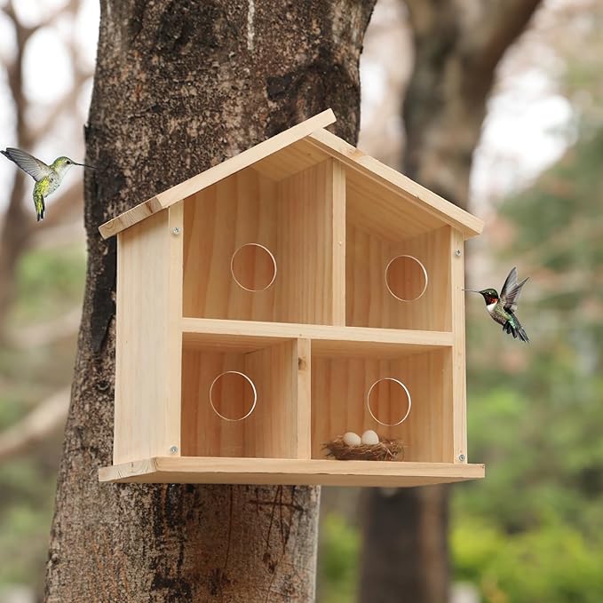 Window Bird Houses for Outside, See Through Upgraded Wooden Birdhouse Outdoors, Bird Nest Transparent Design for Easy Observation, Best Gift for Kids