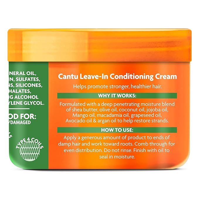 Cantu Leave-In Conditioning Cream for Natural Hair with Pure Shea Butter, 12 oz (Pack of 2)