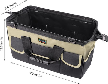 Tool Bag, Ounic 20 Inch Large Tool Bags Heavy Duty With Wide Mouth and Waterproof Strong Molded Base, Heavy Duty Tool Bag Organizer with Adjustable Shoulder Strap Specially Designed for Various Tools