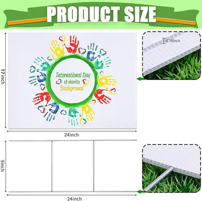 WENWELL 10 Large Blank Yard Signs with Stakes 18 x 24",Corrugated Plastic Lawn Sign kit for Estate Garage Sale,Party,Birthday,Wedding,Campaign,Parking,Make you own Outdoor Sign