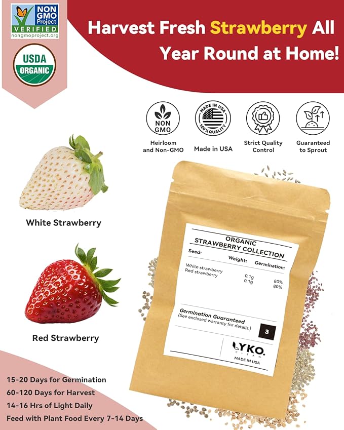 LYKOCLEAN Hydroponic Seed Pod Kit Compatible with AeroGarden, Ahopegarden, iDoo, MUFGA, 16 Pods Complete Growing Anything Garden Supply with Strawberry Seeds, Grow Sponges, Baskets, Domes, Labels