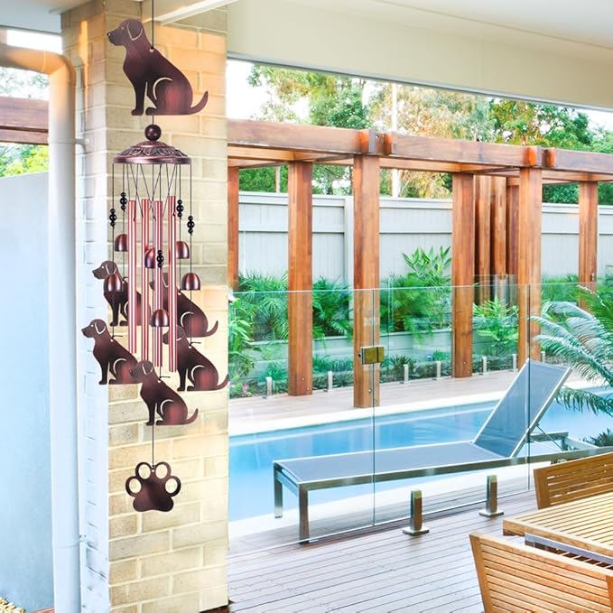 36 Inch Dogs Wind Chimes Outdoor/Indoor Decor - Metal Dog Musical Wind Bells, Mobile Romantic Dog Wind Catcher, Outdoor Dogs Wind Chimes Gifts for Mom, Home, Balcony, Trees, Festival Garden Decoration