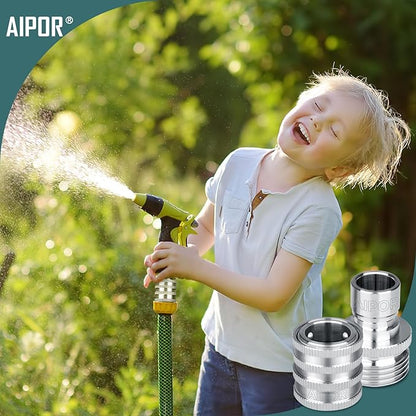 Quick Connect Hose Fittings for Garden Hose Quick Connector 3/4 Inch GHT Stainless Steel Quick Release Connectors No-Leak (3 Set)