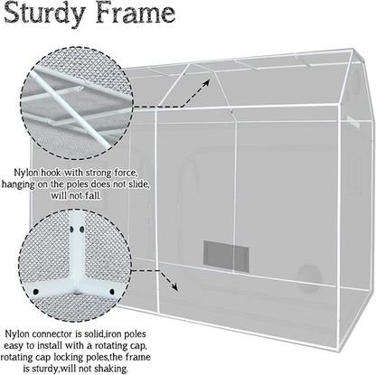 zazzy 4x8 Grow Tent, 96"x48"x72" Roof Cube Indoor Plant Grow Tents with Observation Windows, Lightproof Roof Cube Mylar Hydroponic Growing Tent with Floor Tray Plant Growth