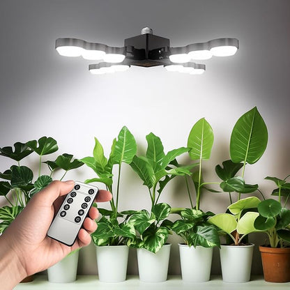 SANSI Grow Lights for Indoor Plants Full Spectrum, Dimmable LED Grow Light with Remote Control, Auto On Off 4 8 12 Hrs Timer, 80W (800 Watt Equiv) Plant Lights for Indoor Greenhouse, E26 Base