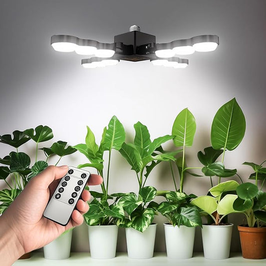 SANSI Grow Lights for Indoor Plants Full Spectrum, Dimmable LED Grow Light with Remote Control, Auto On Off 4 8 12 Hrs Timer, 80W (800 Watt Equiv) Plant Lights for Indoor Greenhouse, E26 Base