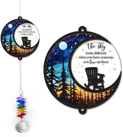 Memorial Suncatcher - Moon Chair Ornament - Sympathy Gift for Loss of Loved One - Bereavement Gifts - Condolence Gift - Memorial Rainbow Maker - Remembrance Ornament - Funeral Keepsake