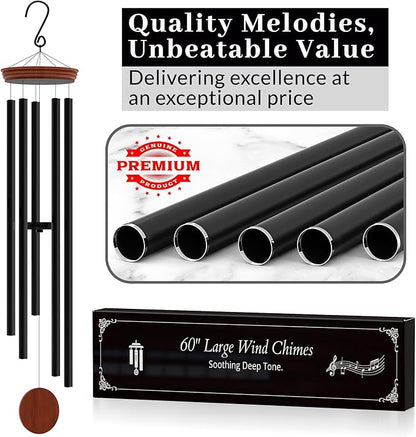 60" Extra Large Wind Chimes for Outside Deep Tone - Soothing Wind Chimes Outdoor Unique, Big Huge Long Windchimes for Outside for Outdoors