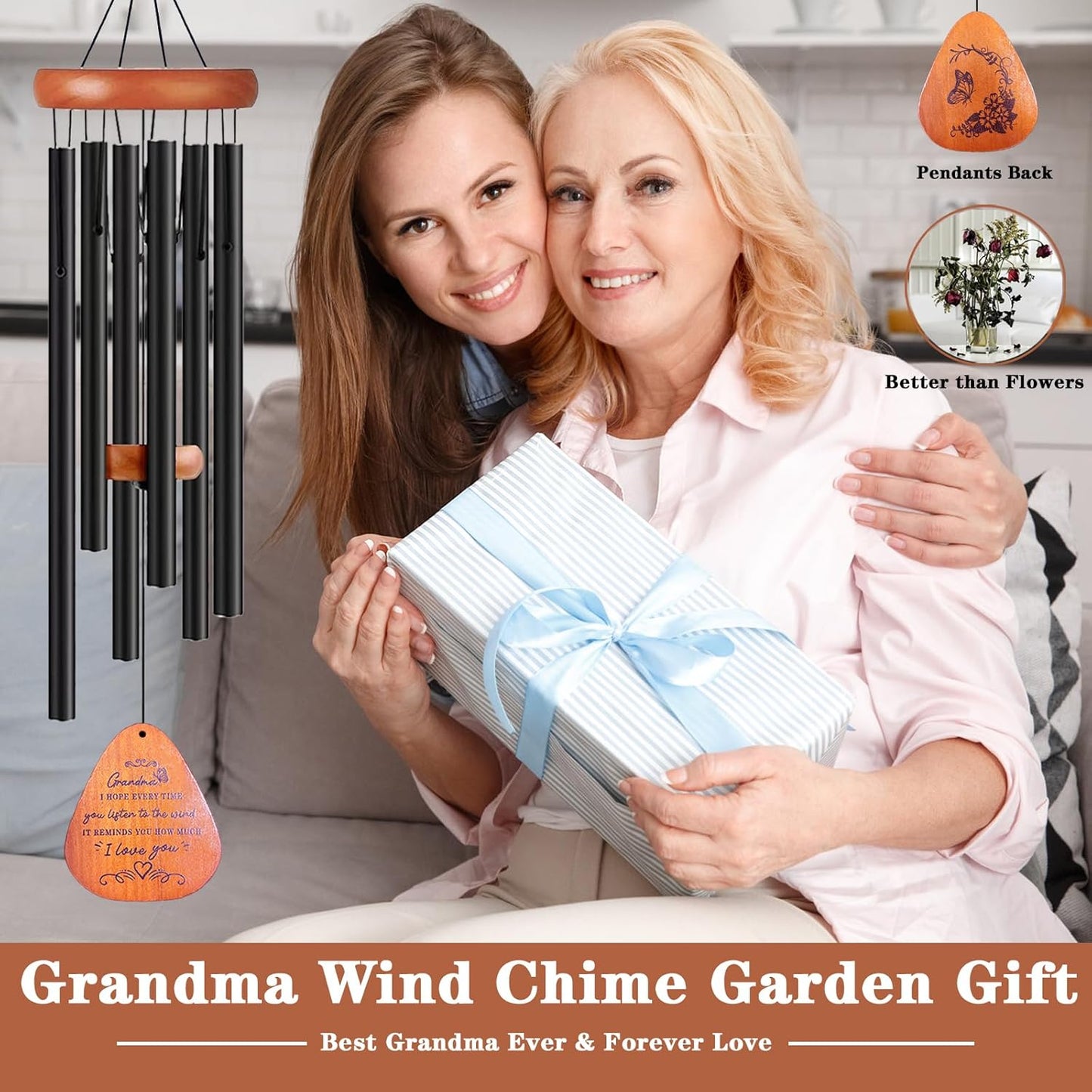 Grandma Gifts, 32" Wind Chimes Gifts for Grandma, Grandma Birthday Gifts, Unique Grandma Gifts from Grandkids, Grandma Gifts for Mothers Day Christmas